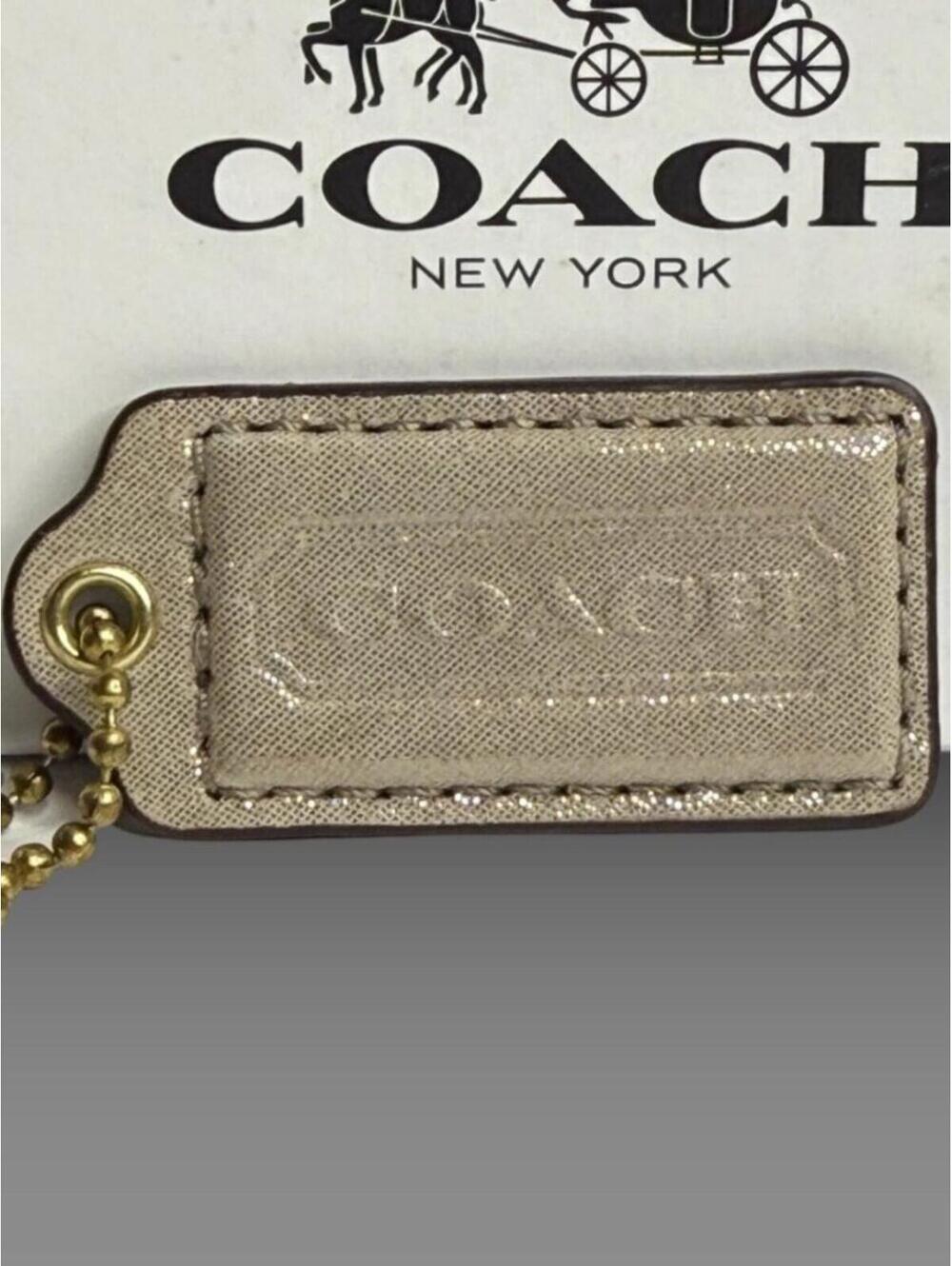Coach Leather Hangtag Shiny Silver (2")